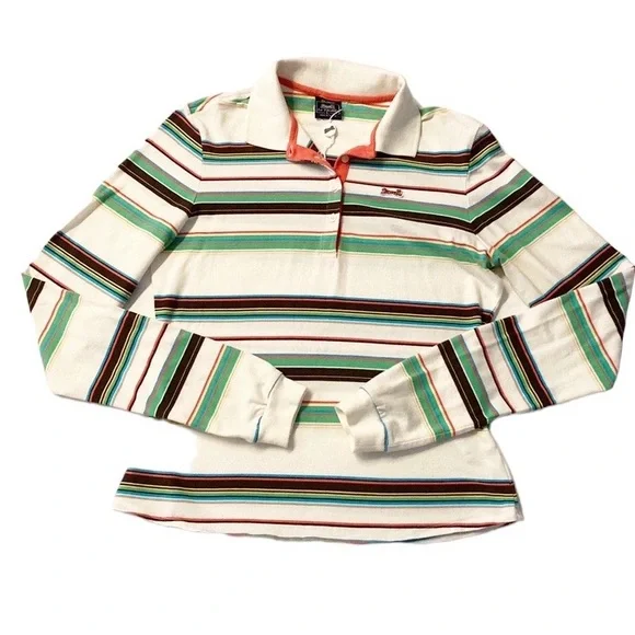 LE TIGRE I Polo Top Long Sleeve Large Striped NWOT - Picture 2 of 9